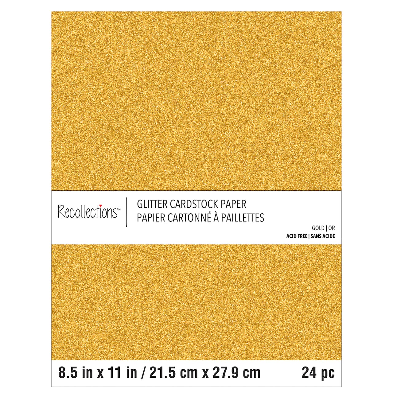 Gold Glitter 8.5&#x22; x 11&#x22; Cardstock Paper by Recollections&#x2122;, 24 Sheets